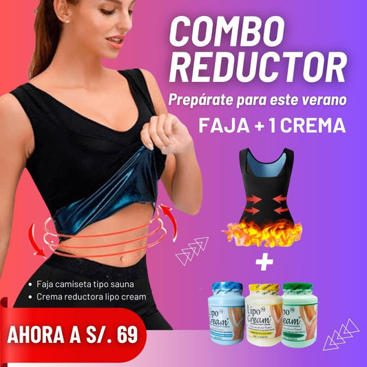 Combo Faja Térmica Sweat Shaper Mujer Crema Reductora Lipo Cream